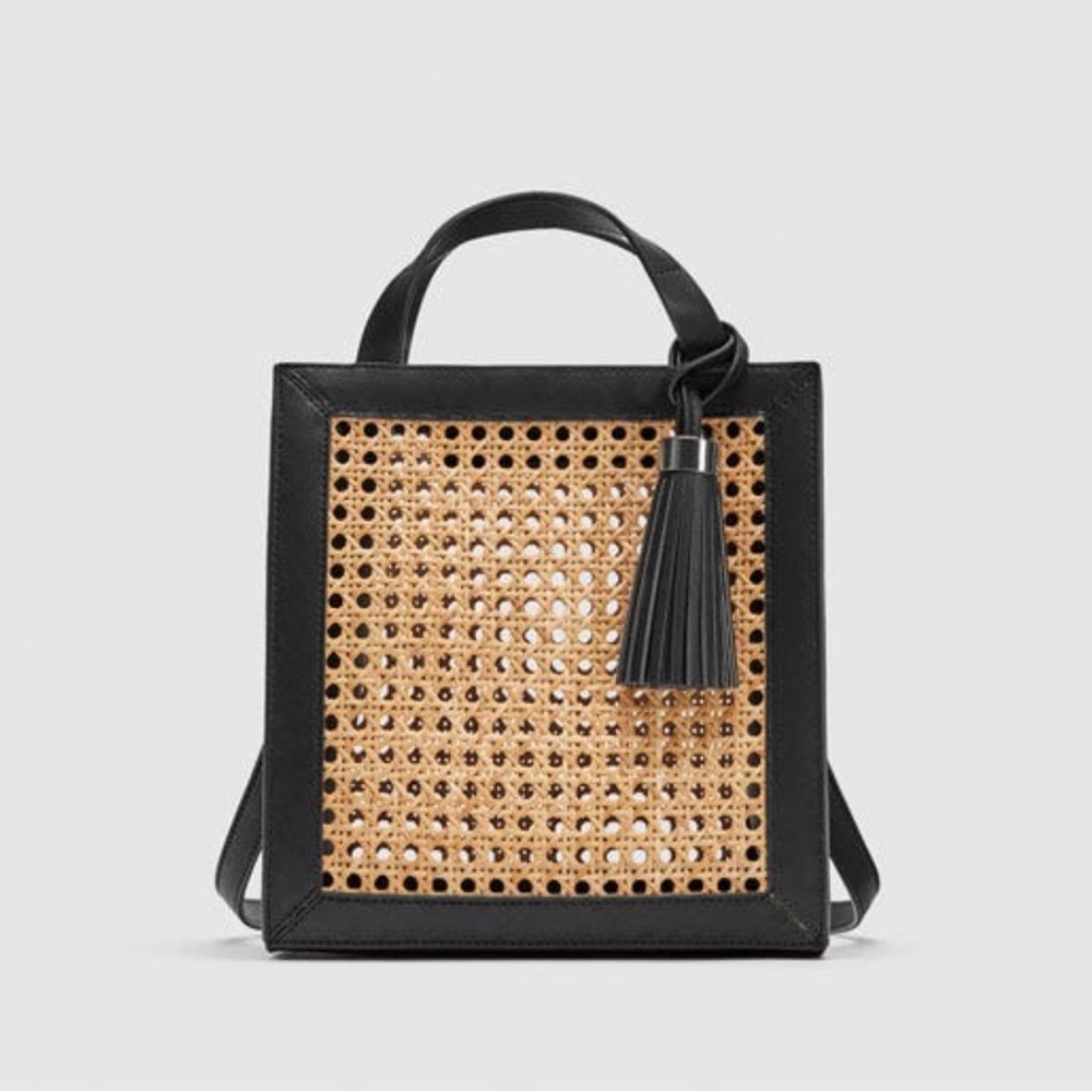 Zara mini wicker tote bag NEW without tags